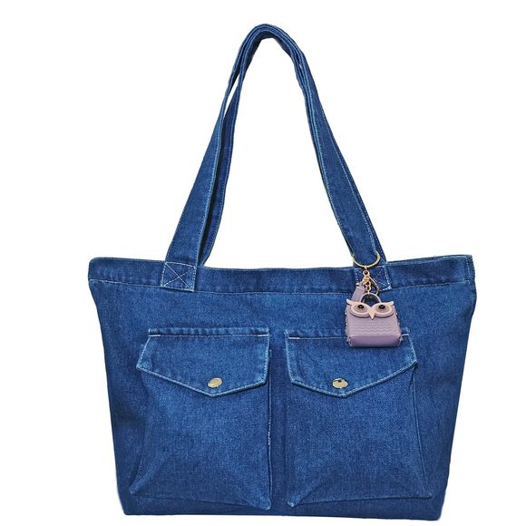 Soonercozer Stylish Large Denim Tote Bag Spacious Jean c: - Picture 1 of 6